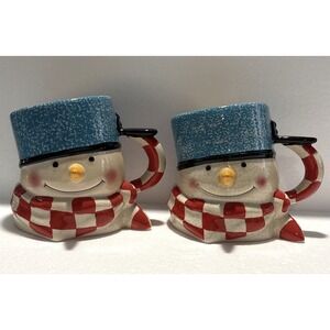 Hallmark Mitford Snowmen Vintage Coffee Mug Christmas By Jan Karon - 2‎ Set